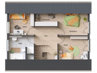 Massivhaus Bodensee 129 von Town & Country Haus Deutschland Schlüsselfertig ab 240750€, Satteldach-Klassiker Grundriss 2