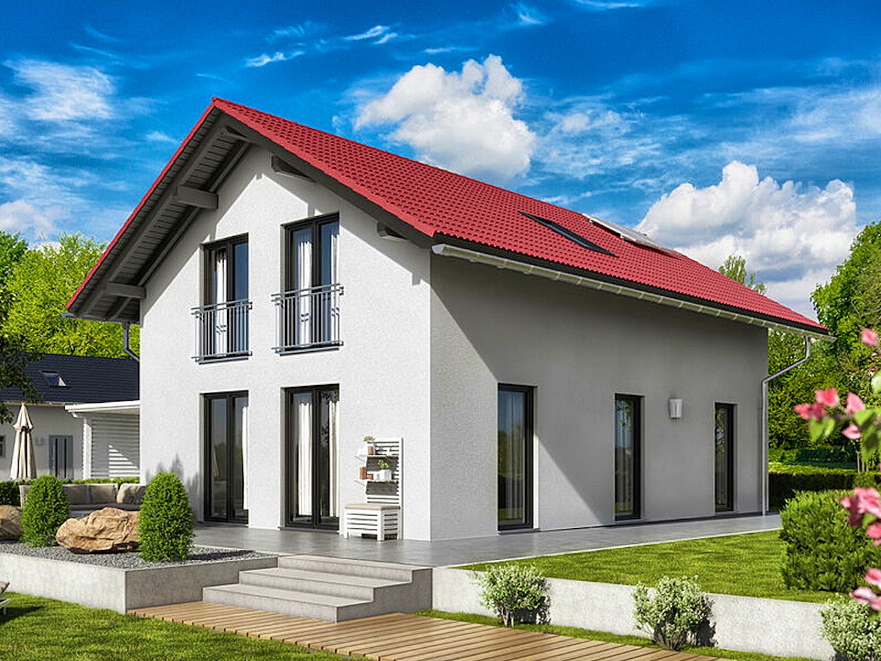 Massivhaus Bodensee 129 - Süd von Town & Country Haus Deutschland Schlüsselfertig ab 240750€, Außenansicht 1