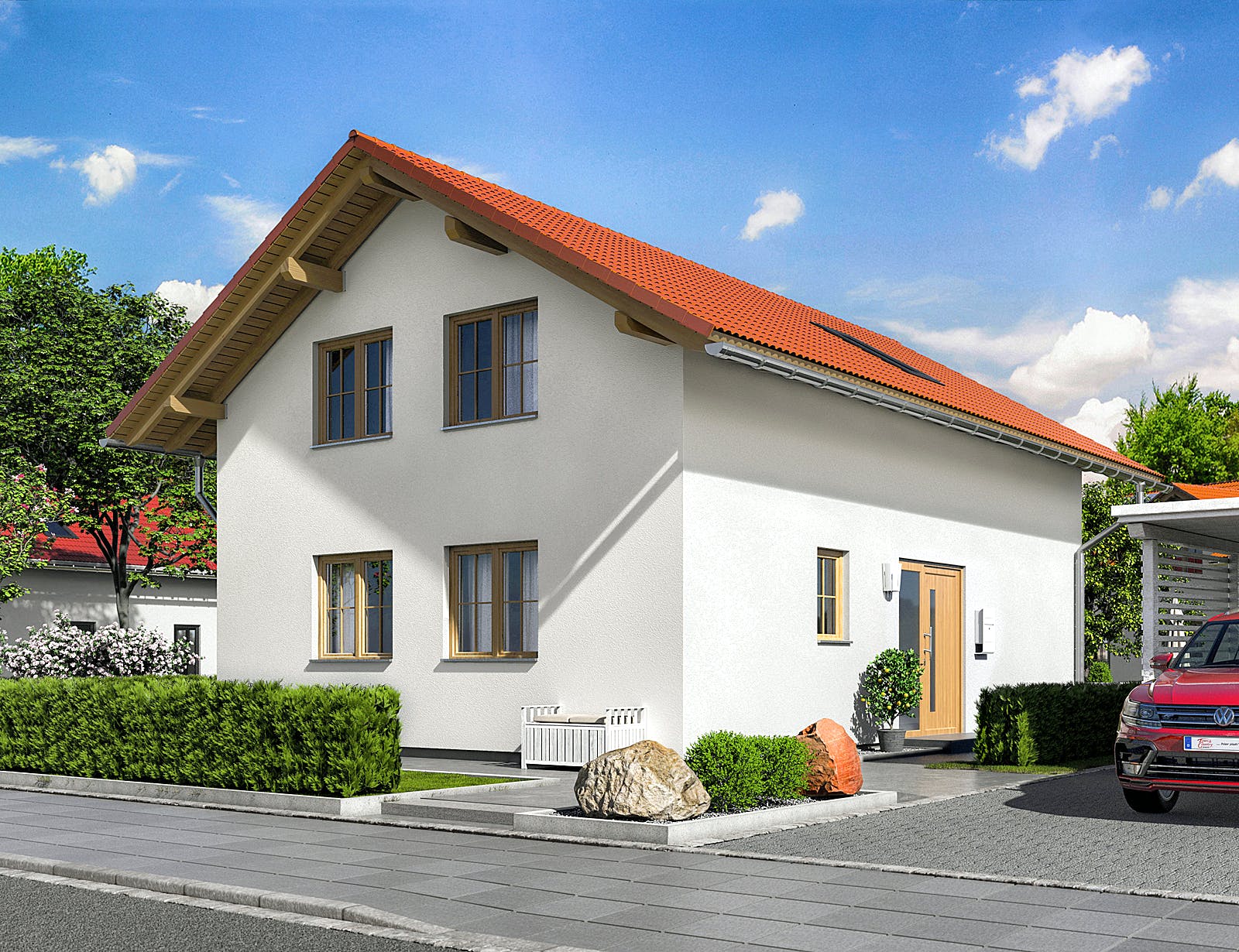 Massivhaus Bodensee 129 - Süd von Town & Country Haus Deutschland Schlüsselfertig ab 234150€, Außenansicht 2