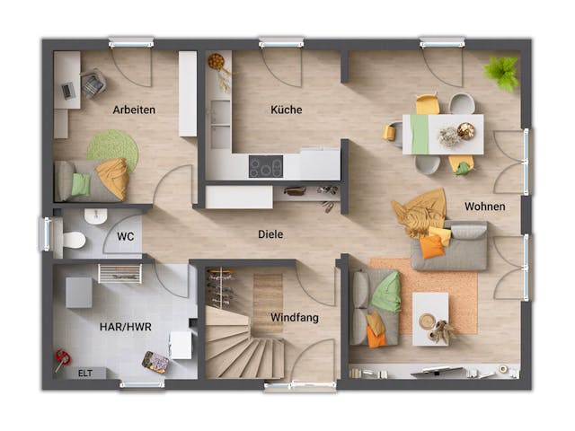 Massivhaus Bodensee 129 - Süd von Town & Country Haus Deutschland Schlüsselfertig ab 240750€, Grundriss 1
