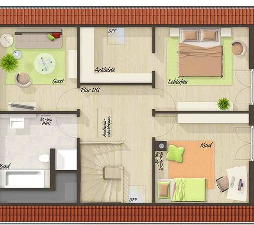 Massivhaus Bodensee 129 - Süd von Town & Country Haus Deutschland Schlüsselfertig ab 223510€, Grundriss 2