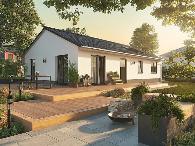 Massivhaus Bungalow 100 von Town & Country Haus Deutschland Schlüsselfertig ab 198750€, Bungalow Außenansicht 1