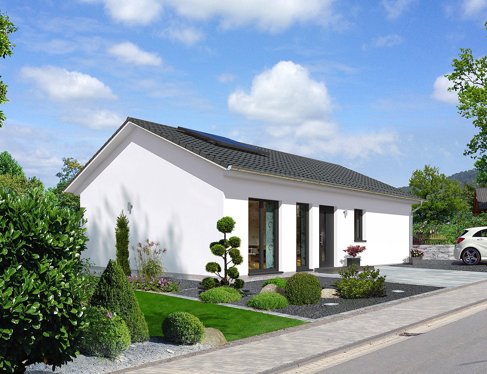 Massivhaus Bungalow 100 von Town & Country Haus Deutschland Schlüsselfertig ab 198750€, Bungalow Außenansicht 2