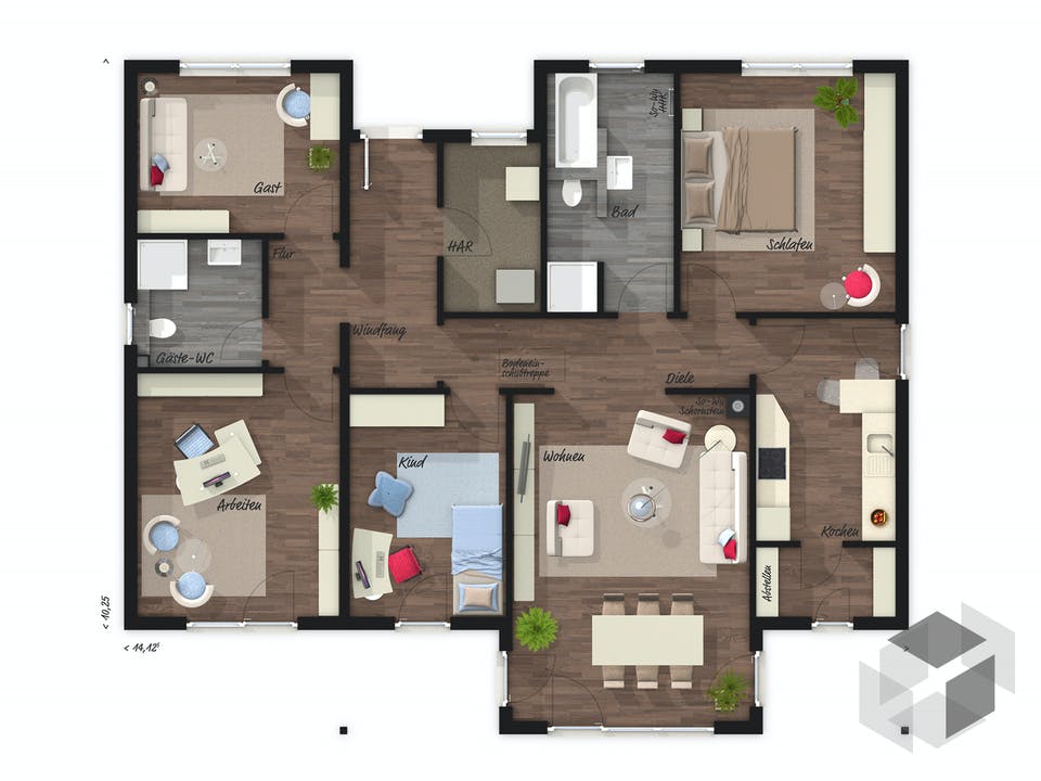 Bungalow 128 von Town & Country Haus Deutschland Grundriss