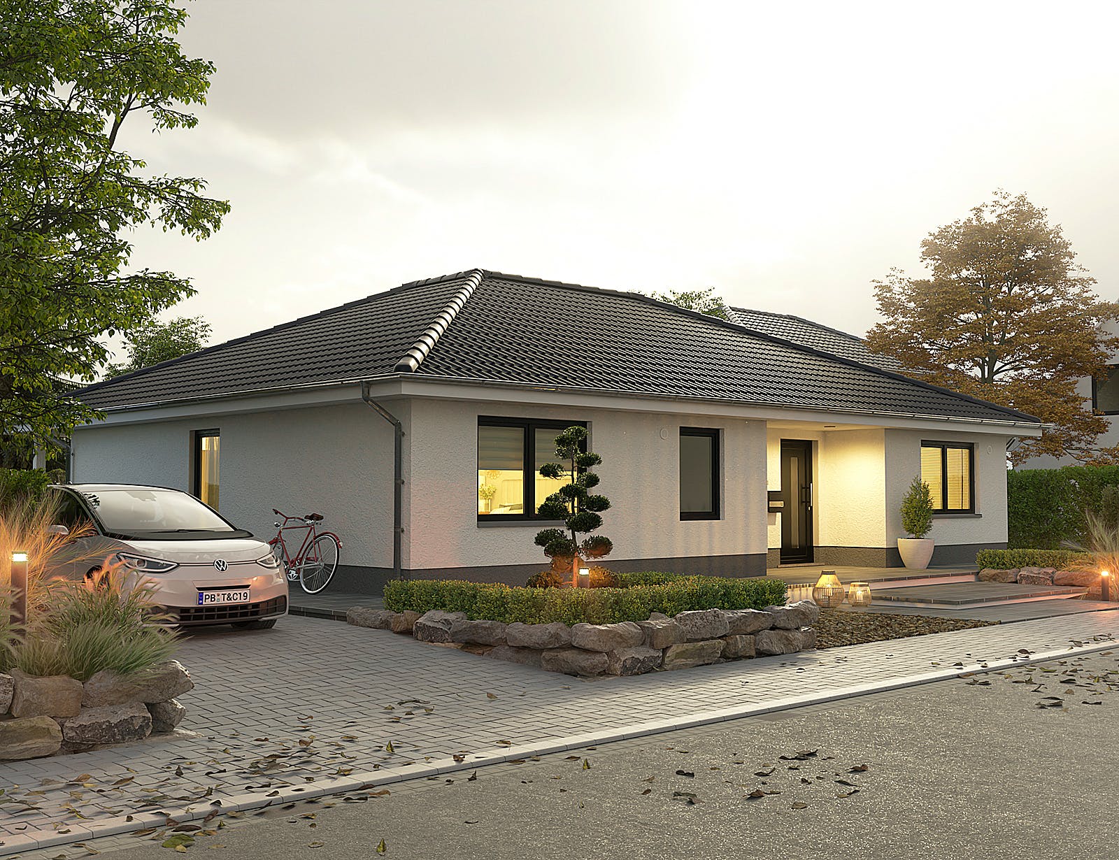 Massivhaus Bungalow 128 von Town & Country Haus Deutschland Schlüsselfertig ab 256650€, Bungalow Außenansicht 2
