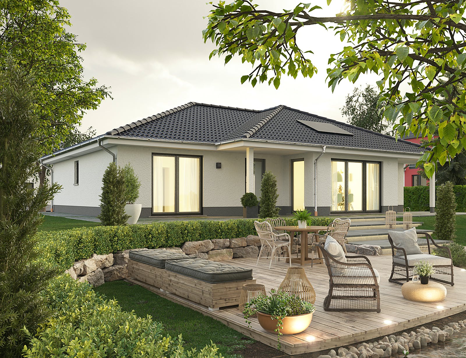 Massivhaus Bungalow 128 von Town & Country Haus Deutschland Schlüsselfertig ab 256650€, Bungalow Außenansicht 1