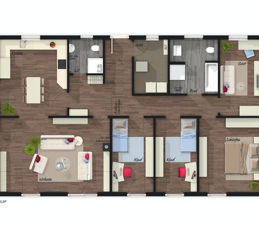 Massivhaus Bungalow 131 von Town & Country Haus Deutschland Schlüsselfertig ab 217200€, Bungalow Grundriss 1