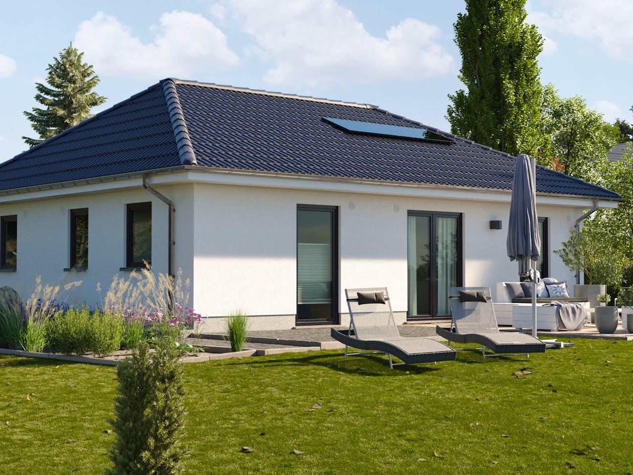 Massivhaus Bungalow 92 von Town & Country Haus Deutschland Schlüsselfertig ab 192950€, Bungalow Außenansicht 1