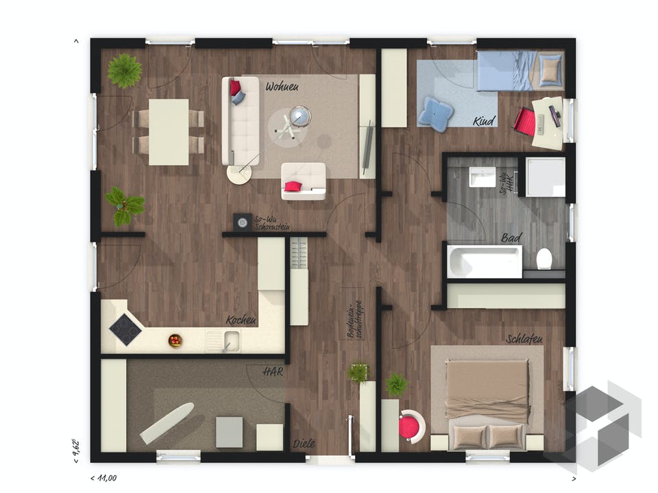 Bungalow 92 von Town & Country Haus Deutschland Grundriss