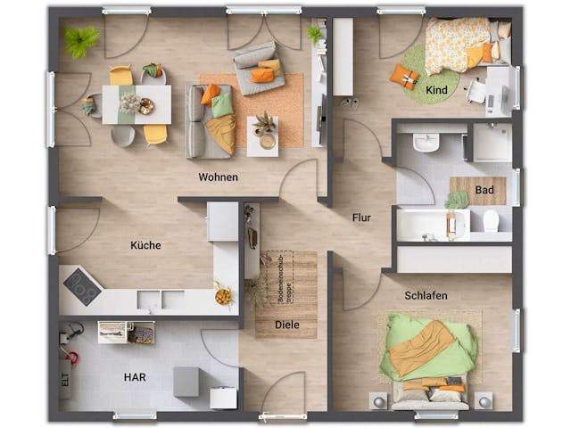 Massivhaus Bungalow 92 von Town & Country Haus Deutschland Schlüsselfertig ab 192950€, Bungalow Grundriss 1 Massivhaus Bungalow 92 von Town & Country Haus Deutschland Schlüsselfertig ab 192950€, Bungalow Grundriss 1