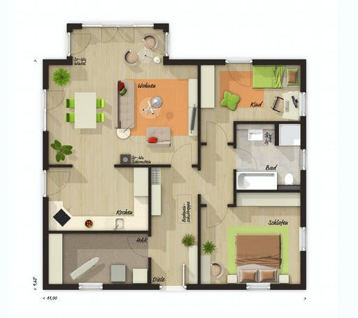 Massivhaus Bungalow 92 von Town & Country Haus Deutschland Schlüsselfertig ab 175550€, Bungalow Grundriss 3