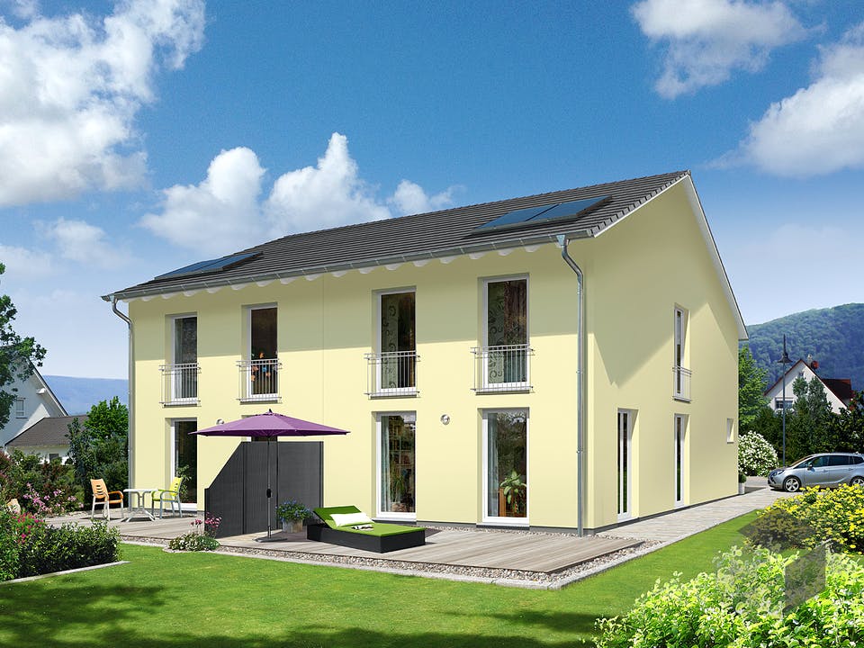 Massivhaus DH Aura 125 von Town & Country Haus Deutschland Schlüsselfertig ab 219730€, Satteldach-Klassiker Außenansicht 1
