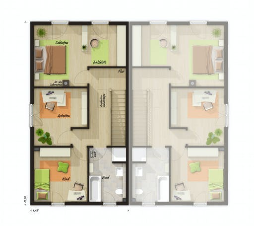 Massivhaus DH Aura 125 von Town & Country Haus Deutschland Schlüsselfertig ab 219730€, Satteldach-Klassiker Grundriss 2