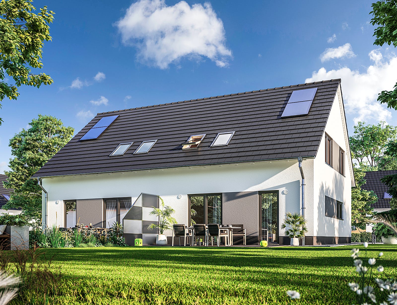 Massivhaus DH Behringen 116 von Town & Country Haus Deutschland Schlüsselfertig ab 217150€, Außenansicht 1