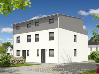 Massivhaus DH Mainz 128 modern mit Dachterrasse von Town & Country Haus Deutschland, Außenansicht 1