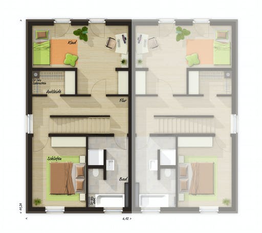 Massivhaus DH Mainz 128 modern mit Dachterrasse von Town & Country Haus Deutschland Schlüsselfertig ab 280340€, Grundriss 1