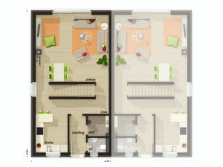 Massivhaus DH Mainz 128 modern mit Dachterrasse von Town & Country Haus Deutschland Schlüsselfertig ab 205290€, Grundriss 2