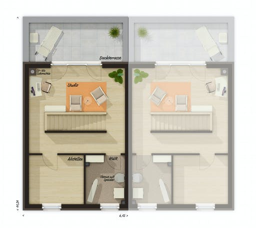 Massivhaus DH Mainz 128 modern mit Dachterrasse von Town & Country Haus Deutschland Schlüsselfertig ab 280340€, Grundriss 3