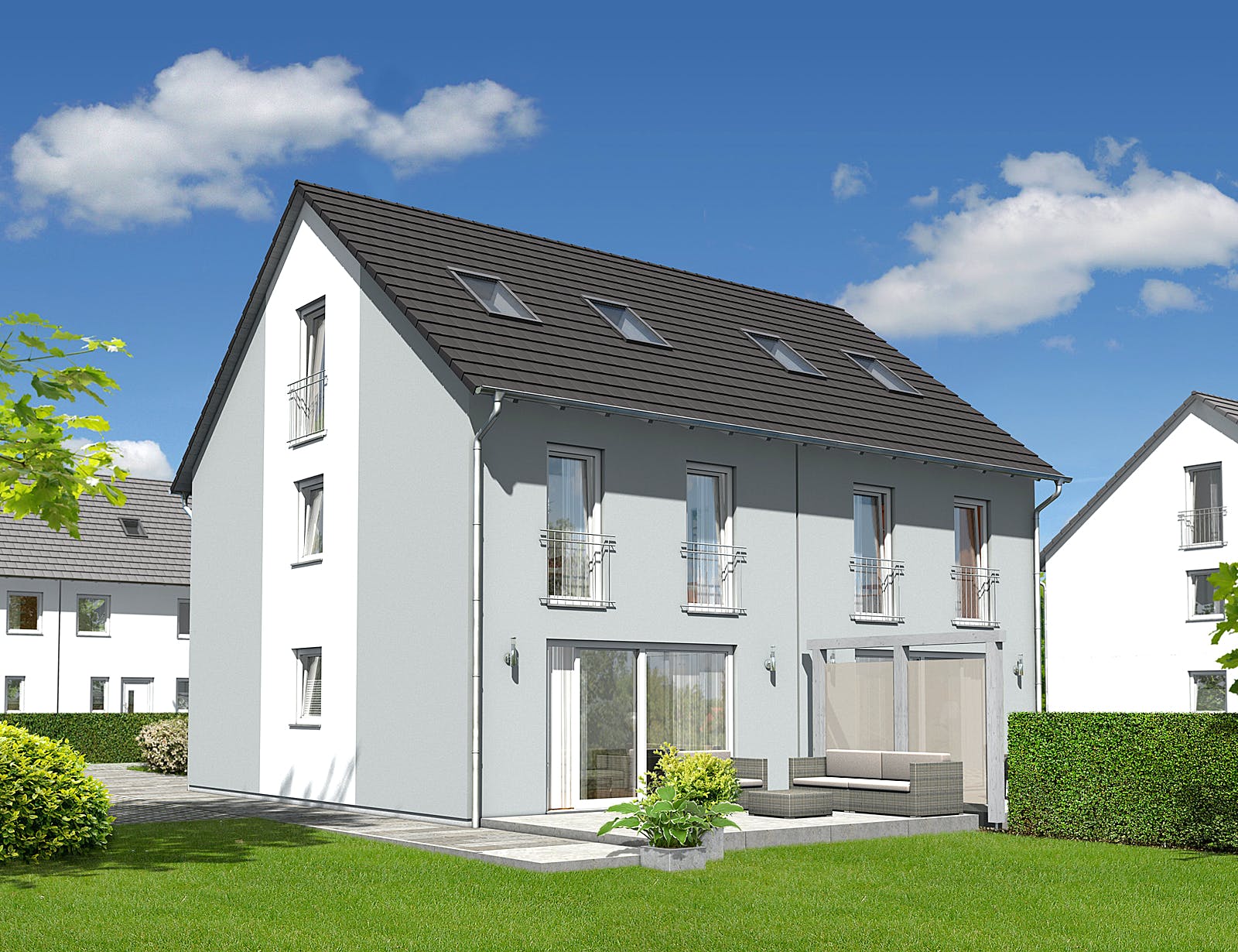 Massivhaus DH Mainz 128 Modern (inactive) von Town & Country Haus Deutschland Schlüsselfertig ab 205290€, Außenansicht 1