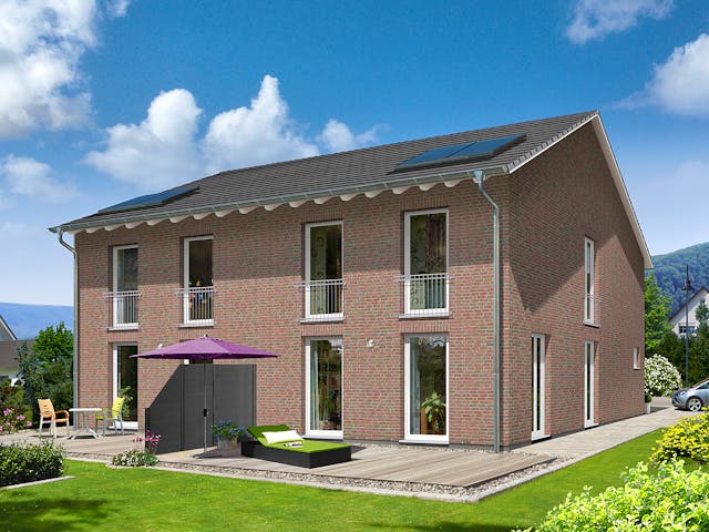 Massivhaus DH Aura 125 von Town & Country Haus Deutschland Schlüsselfertig ab 243690€, Satteldach-Klassiker Außenansicht 2