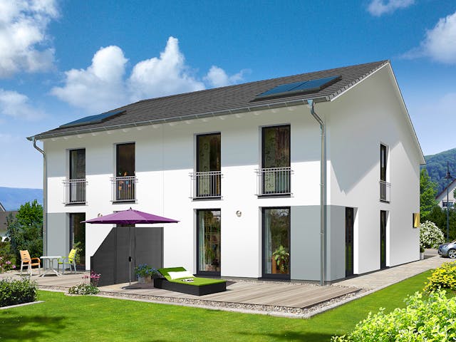 Massivhaus DH Aura 125 von Town & Country Haus Deutschland Schlüsselfertig ab 243690€, Satteldach-Klassiker Außenansicht 3