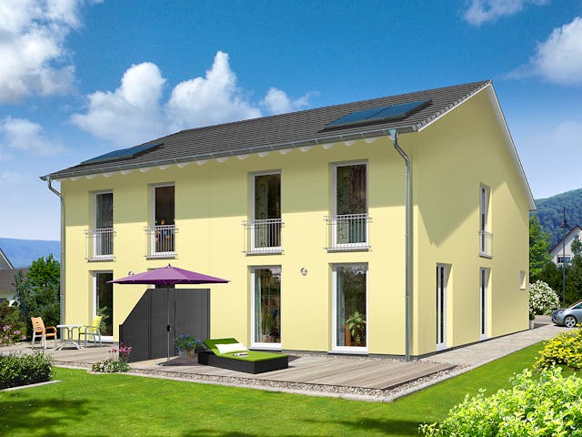 Massivhaus DH Aura 125 von Town & Country Haus Deutschland Schlüsselfertig ab 243690€, Satteldach-Klassiker Außenansicht 4