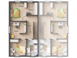 Massivhaus DH Aura 125 von Town & Country Haus Deutschland Schlüsselfertig ab 243690€, Satteldach-Klassiker Grundriss 1