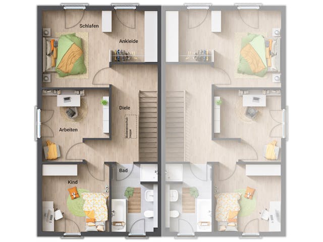 Massivhaus DH Aura 125 von Town & Country Haus Deutschland Schlüsselfertig ab 243690€, Satteldach-Klassiker Grundriss 1