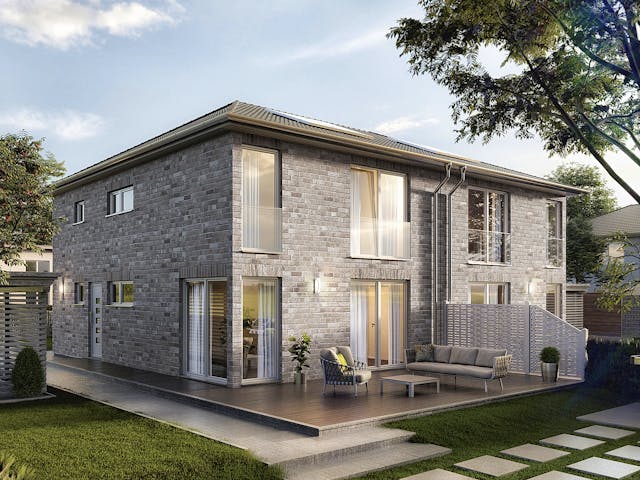 Massivhaus DH Aura 136 von Town & Country Haus Deutschland Schlüsselfertig ab 259990€, Stadtvilla Außenansicht 3