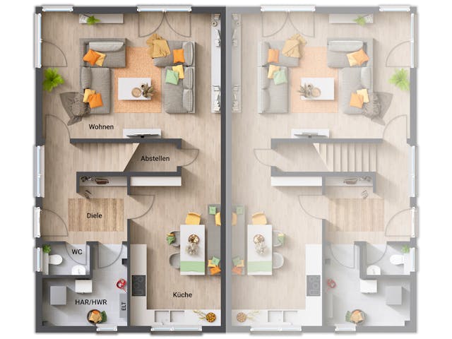 Massivhaus DH Aura 136 von Town & Country Haus Deutschland Schlüsselfertig ab 259990€, Stadtvilla Grundriss 1 Massivhaus DH Aura 136 von Town & Country Haus Deutschland Schlüsselfertig ab 259990€, Stadtvilla Grundriss 1