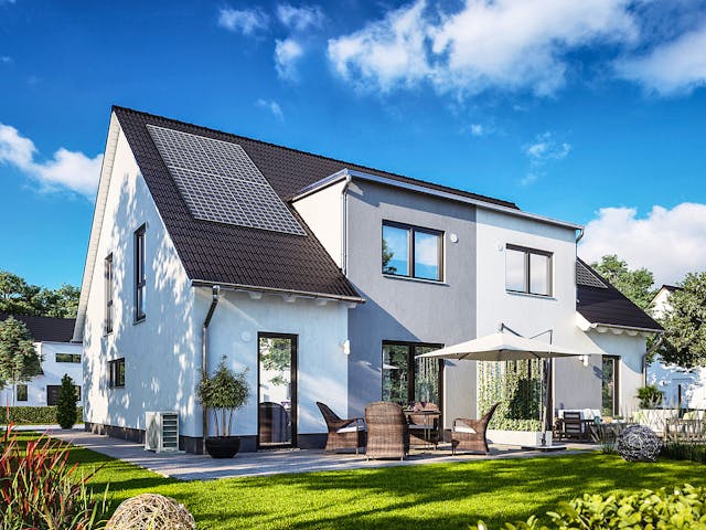 Massivhaus DH Duett 125 von Town & Country Haus Deutschland Schlüsselfertig ab 235490€, Satteldach-Klassiker Außenansicht 1