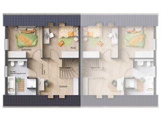 Massivhaus FürDich Doppelhaus von Town & Country Haus Deutschland Schlüsselfertig ab 177390€, Grundriss 2