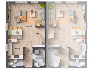 Massivhaus DH Mainz 128 von Town & Country Haus Deutschland Schlüsselfertig ab 242390€, Satteldach-Klassiker Grundriss 1