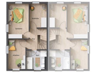 Massivhaus DH Mainz 128 von Town & Country Haus Deutschland Schlüsselfertig ab 242390€, Satteldach-Klassiker Grundriss 2