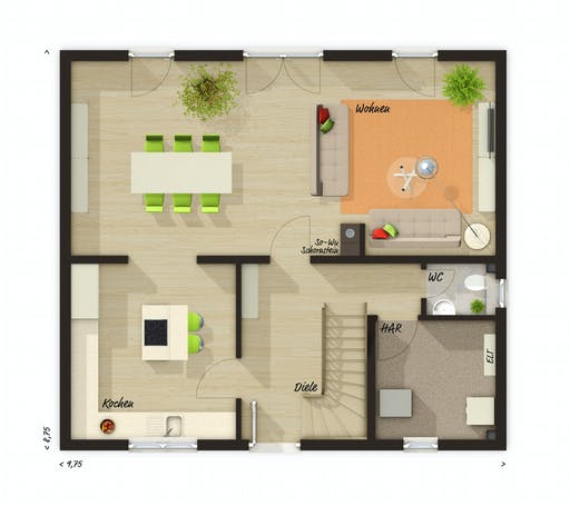 Massivhaus Edition Clever 138+ von Town & Country Haus Deutschland Schlüsselfertig ab 261290€, Grundriss 1