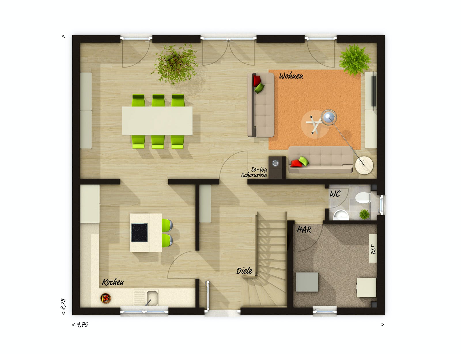 Massivhaus Edition Clever 138+ von Town & Country Haus Deutschland Schlüsselfertig ab 266250€, Grundriss 1