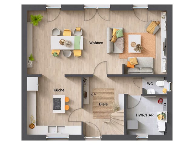 Massivhaus Edition Clever 138+ von Town & Country Haus Deutschland Schlüsselfertig ab 266250€, Grundriss 1