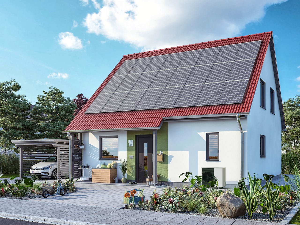 Massivhaus Flair 110 von Town & Country Haus Deutschland Schlüsselfertig ab 210450€, Satteldach-Klassiker Außenansicht 1