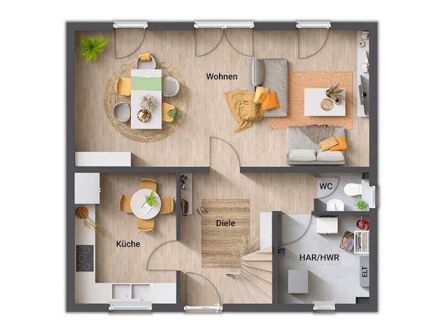 Massivhaus Flair 110 von Town & Country Haus Deutschland Schlüsselfertig ab 210450€, Satteldach-Klassiker Grundriss 1