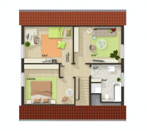 Massivhaus Flair 110 von Town & Country Haus Deutschland Schlüsselfertig ab 192010€, Satteldach-Klassiker Grundriss 2