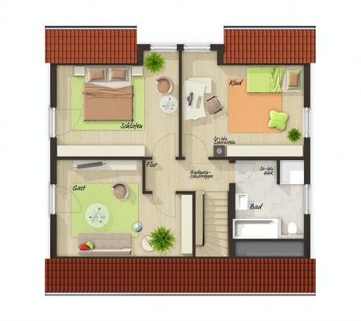 Massivhaus Flair 125 von Town & Country Haus Deutschland Schlüsselfertig ab 213050€, Satteldach-Klassiker Grundriss 2