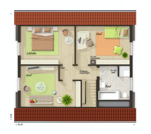 Massivhaus Flair 130 von Town & Country Haus Deutschland Schlüsselfertig ab 226840€, Satteldach-Klassiker Grundriss 2
