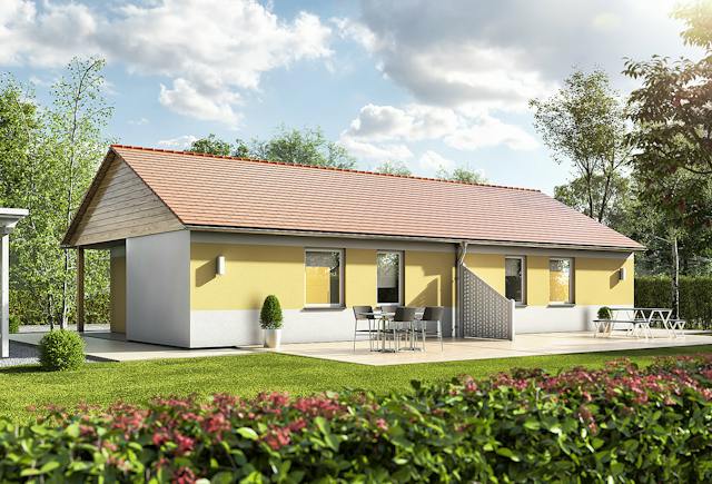 Doppelhaus-Bungalow in Massivbauweise