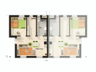 Massivhaus Glückswelthaus Duo Bungalow 45 von Town & Country Haus Deutschland Schlüsselfertig ab 135690€, Grundriss 1