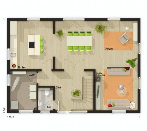 Massivhaus Landhaus 142 Modern von Town & Country Haus Deutschland Schlüsselfertig ab 258900€, Grundriss 1
