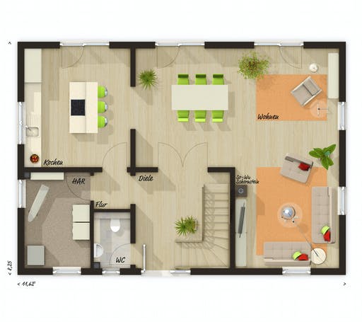 Massivhaus Landhaus 142 von Town & Country Haus Deutschland Schlüsselfertig ab 239310€, Satteldach-Klassiker Grundriss 1