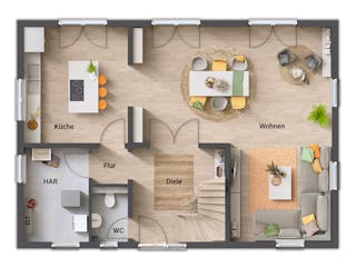 Massivhaus Landhaus 142 von Town & Country Haus Deutschland Schlüsselfertig ab 267250€, Satteldach-Klassiker Grundriss 1