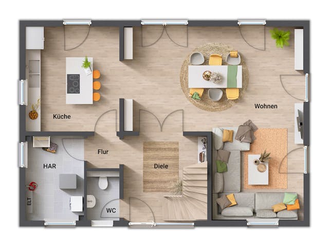 Massivhaus Landhaus 142 Modern von Town & Country Haus Deutschland Schlüsselfertig ab 267250€, Grundriss 1