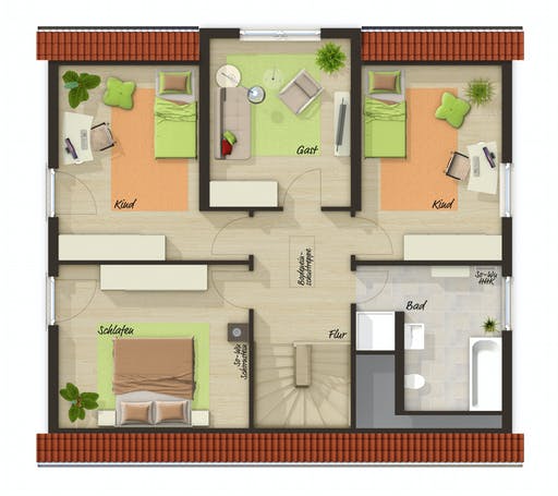Massivhaus Lichthaus 152 von Town & Country Haus Deutschland Schlüsselfertig ab 248660€, Satteldach-Klassiker Grundriss 2