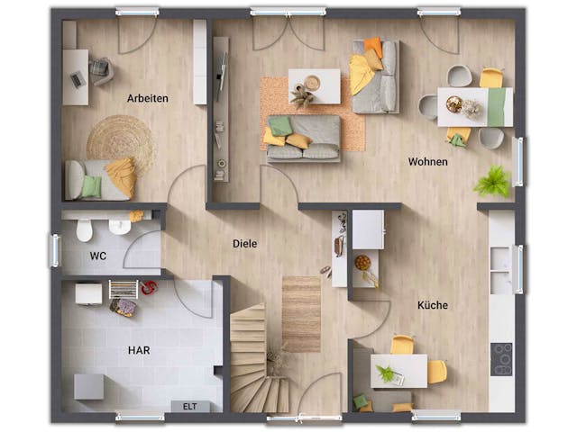 Massivhaus Mitwachshaus Flair 148 von Town & Country Haus Deutschland Schlüsselfertig ab 247500€, Grundriss 2